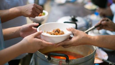 A photograph of a soup kitchen.